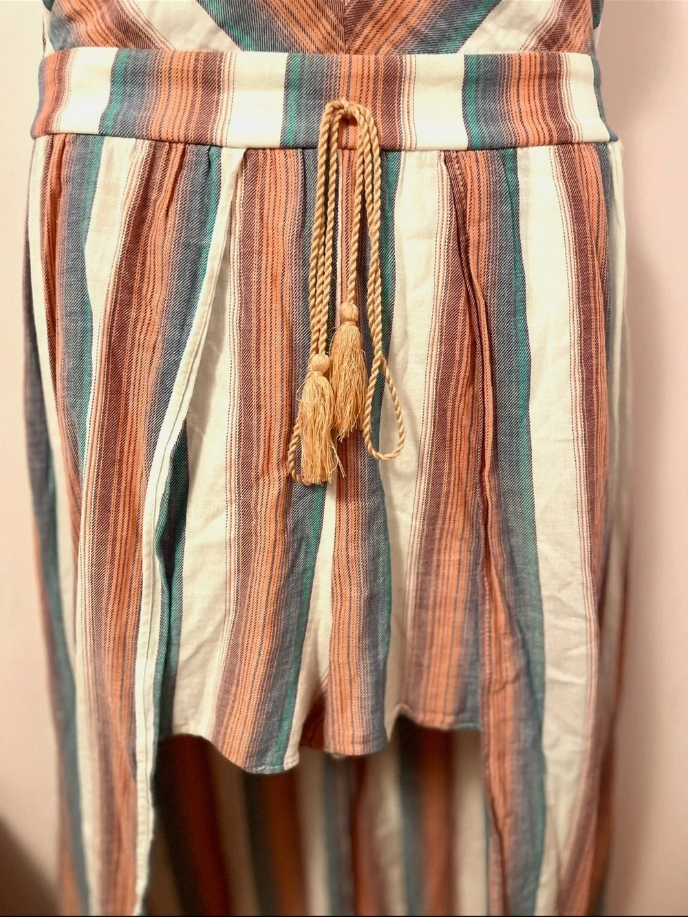 Crystal Sky Mitered Chevron Stripe Walk-Thru Maxi Romper Juniors Size 13 Boho